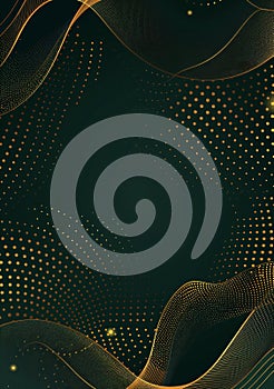 Luxury abstract gold and black green circle background with copy space