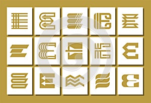 Luxury abstract line letter E initial logo design bundle