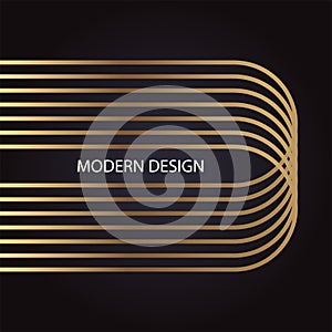 Luxury abstract modern design with golden ellipse on black
