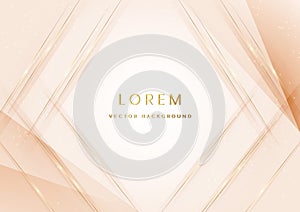 Luxury abstrct 3d template design with golden diagonal lines sparkle on white soft brown background