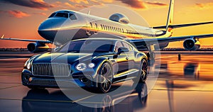 Luxury Airport Transfer Private Jet and High-End Car