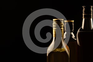 Luxury alcoholic drinks on dark background