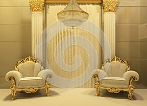 Luxury armchairs in royal interior