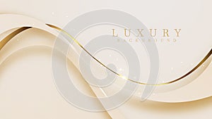 Luxury background With golden lines And the light sparkles Mustard color in 3d abstract style, illustration from vector deluxe