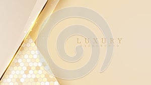 Luxury background With golden lines And the light sparkles Mustard color in 3d abstract style, illustration from vector deluxe