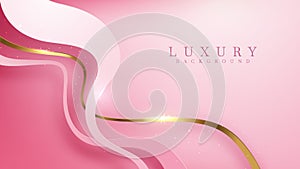 Luxury background with golden lines on pink shades in 3d abstract style , illustration from modern template deluxe design vector