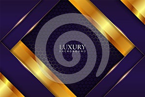 Luxury Background Modern Purple Realistic Diagonal Overlapped with Glowing Golden Line Effect