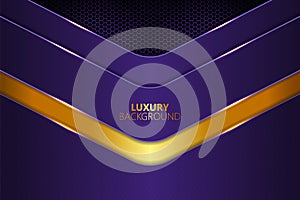 Luxury background overlapped layer shape with golden and purple gradient