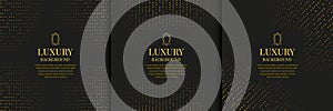 Luxury background. Premium gold pattern. Dark dot texture. VIP modern template banner. Golden glitter. Geometric elegant