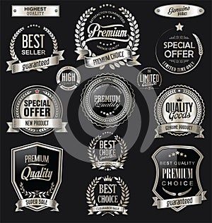 Luxury badges and labels with laurel wreath silver collection