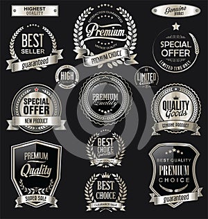Luxury badges and labels with laurel wreath silver collection photo