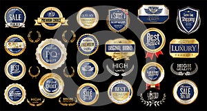 Luxury badges and labels with laurel wreath silver and gold collection