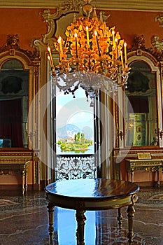 Luxury baroque palace interior Isola Bella Lago Maggiore Italy