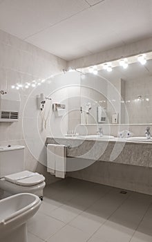 Luxury bathroom in four star hotel photo