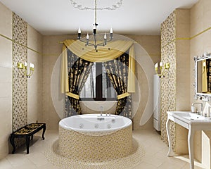 Luxury bathroom interior in daylight