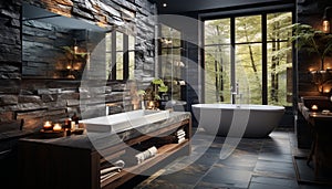 Luxury bathroom with modern design and elegant decor generated by AI