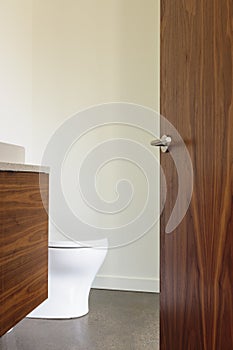 Luxury Bathroom with Open Wooden door