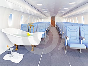 Luxury bathtube in airplane photo