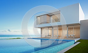 Luxury beach house with sea view swimming pool in modern design, Vacation home for big family