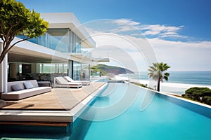 Luxury beach house with sea view swimming pool in modern design, Vacation home for big family or company