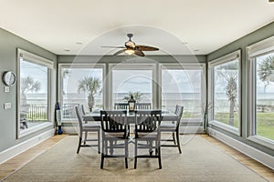 Luxury beach view diningroom with view of the ocean