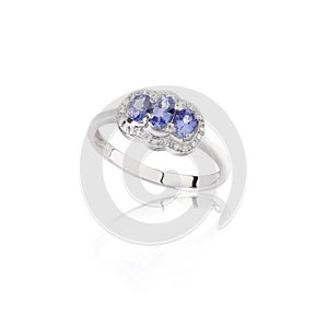 Luxury and beautiful sapphire ring on white