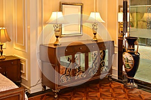 luxury   bedroom  houseroom Classical furniture  table lighting photo