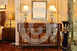 Luxury   bedroom  houseroom Classical furniture  table lighting photo