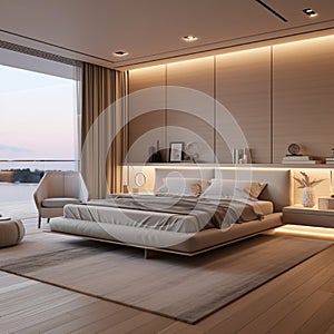 luxury bedroom with lights generated by AI tool