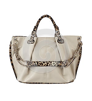 Luxury beige fashion handbag