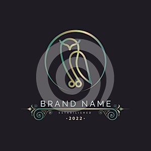 Luxury Bird outline monogram logo template design for brand or company and other photo