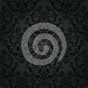 Luxury black charcoal floral wallpaper pattern