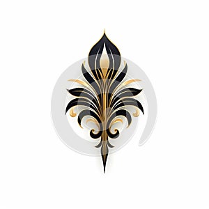 Luxury Black Floral Symbol: Minimalistic Design With Realistic Details