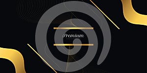 Luxury Black and Gold Background with Wavy Gold Lines