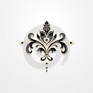 Luxury Black And Gold Floral Ornament On White Background photo