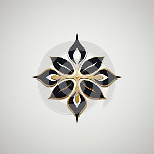 Luxury Black And Gold Flower Design Symbol For Minimalistic Symmetry