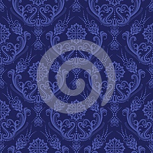 Luxury blue floral damask wallpaper