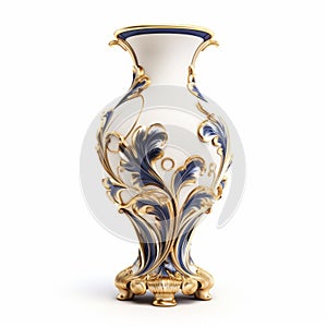 Luxury Blue And Gold Vase - Ornate Decoration - 8k 3d Photorealistic Renderings