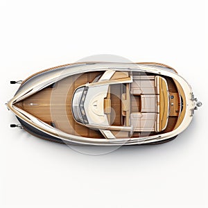 Luxury Boat: A Hyper-detailed Top View Rendering In Light Orange And Brown