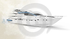 Luxury boat and sketch