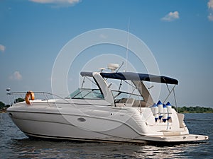 Luxury boat on summer river