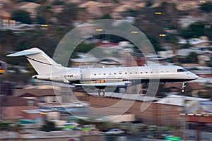 Luxury Bombardier Global Express business jet N418AB landing at McCarran International Airport Las Vegas