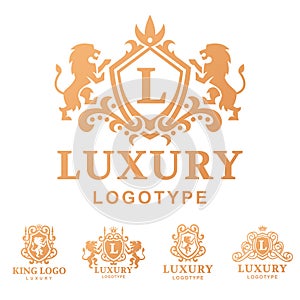 Luxury boutique Royal Crest high quality vintage product heraldry logo collection brand identity vector illustration.