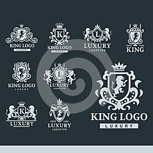 Luxury boutique Royal Crest high quality vintage product heraldry logo collection brand identity vector illustration.