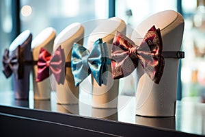 luxury bow ties showcased on a mannequin in a store