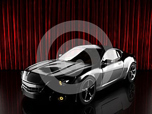 Luxury brandless sport car. 3D rendered