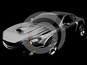 Luxury brandless sport car at black background