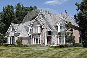 Luxury brick home in suburbs