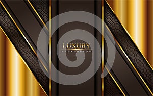 Luxury brown background with golden lines. Modern vector illustration