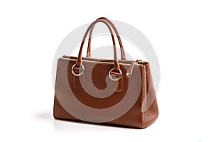 Luxury brown leather holding female fashion hand bag